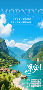 宁静山水风景早安海报