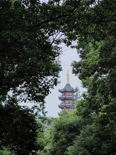 绿树掩映中的古朴宝塔