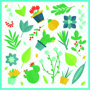 可爱绿植花卉图案集合