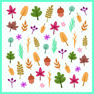 秋季植物元素矢量插画