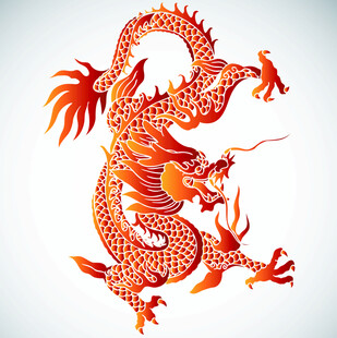 红色中国龙图案设计