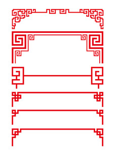 中式红色传统边框图案