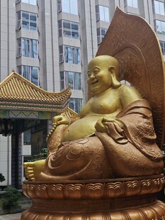 户外金色弥勒佛佛像雕塑