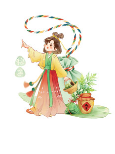 端午节户外竖版插画
