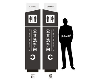 公共厕所标识正反展示