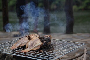 户外烤架上的烤肉