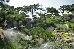 松林山水造景