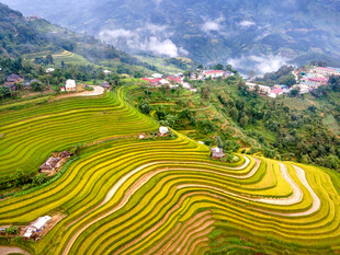 壮丽梯田风光山间美景