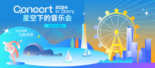 摩天轮插画风星空音乐会主视觉