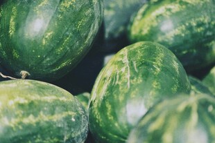 新鲜饱满的青皮西瓜