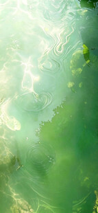 梦幻渐变绿色湖水抽象水面背景图
