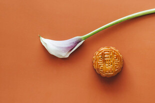 百合花与核桃静物特写