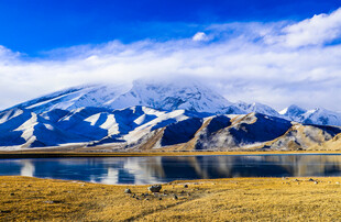 雪山下的静谧湖泊美景
