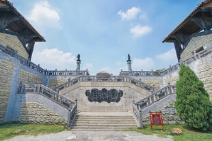 古风石阶建筑景观