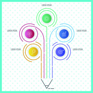 多彩铅笔创意环形信息图