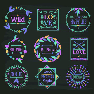 多彩创意徽章设计元素