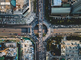 城市十字路口俯瞰景观
