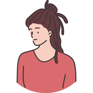 扎发红衣女孩侧影