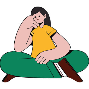 坐着看书的休闲女孩