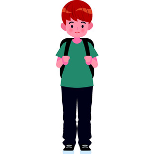 背着书包的红发小男孩