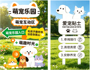 萌宠乐园导览指示牌