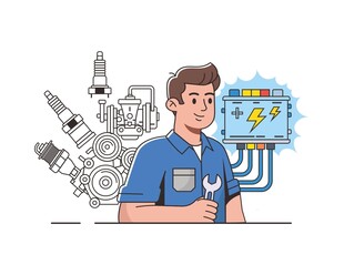 机械维修师傅卡通