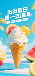 夏日冰淇淋搭配缤纷水果