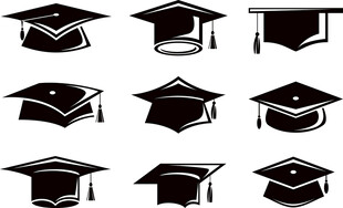 大学毕业学士帽剪影