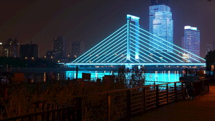 城市夜景中的璀璨桥梁