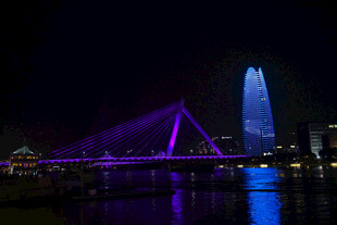 城市桥梁夜景绚丽灯光秀