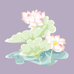 水墨风荷花插画