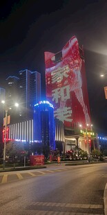 城市街头绚丽的夜间广告牌