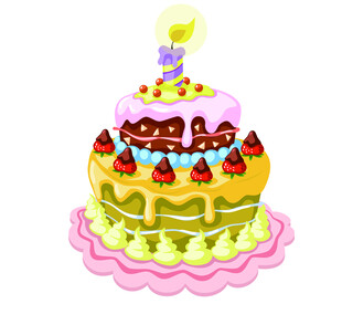 可爱双层水果装饰生日蛋糕