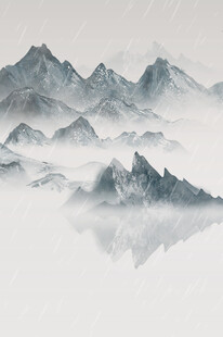 水墨山水间的朦胧景致