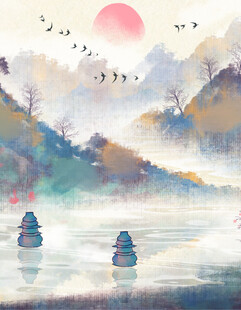 江上泛舟赏日出美景