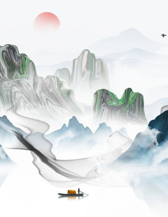 水墨山水扁舟图