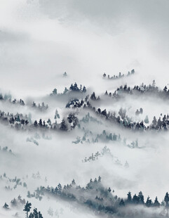 水墨山水间的朦胧景致