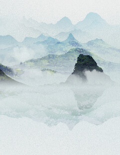 水墨山水间的缥缈云雾