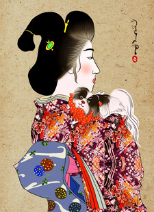 古典服饰女子优雅侧影