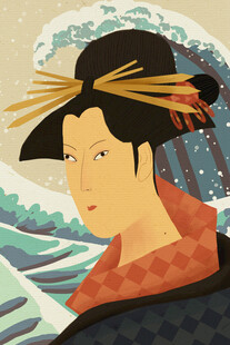 日本艺伎复古形象插画