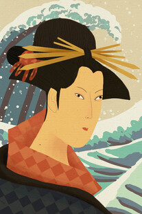 日本艺伎形象插画
