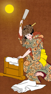 日本艺伎愤怒砸物瞬间