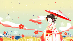 古风少女撑伞赏景