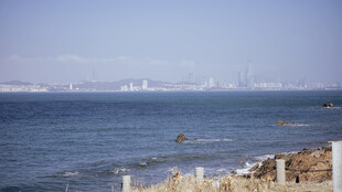 海边风景远眺城市海岸线