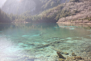 清澈幽美山间湖景