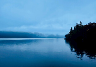 宁静湖畔的朦胧美景