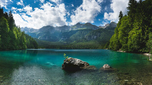 美丽湖景与周边山林风光