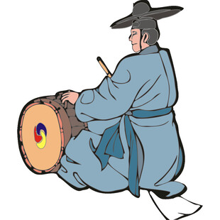 古代人物击鼓图