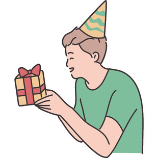 男子手持生日礼品盒
