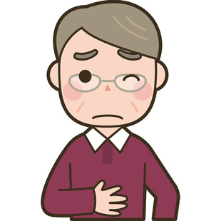 老人捂着胸口显不适